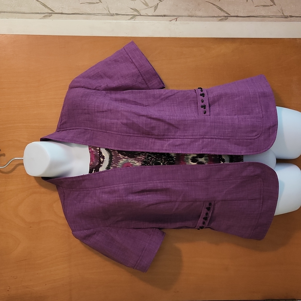 R&K Originals Purple 2 Pc Set Open Short Sleeve Jacket & Sleeveless Tank Size 10